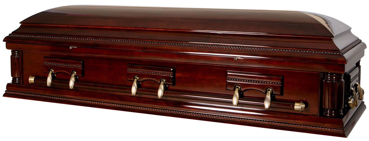 Budget friendly affordable Casket for sale - Solid Poplar - Rosewood Finish - Full Lid