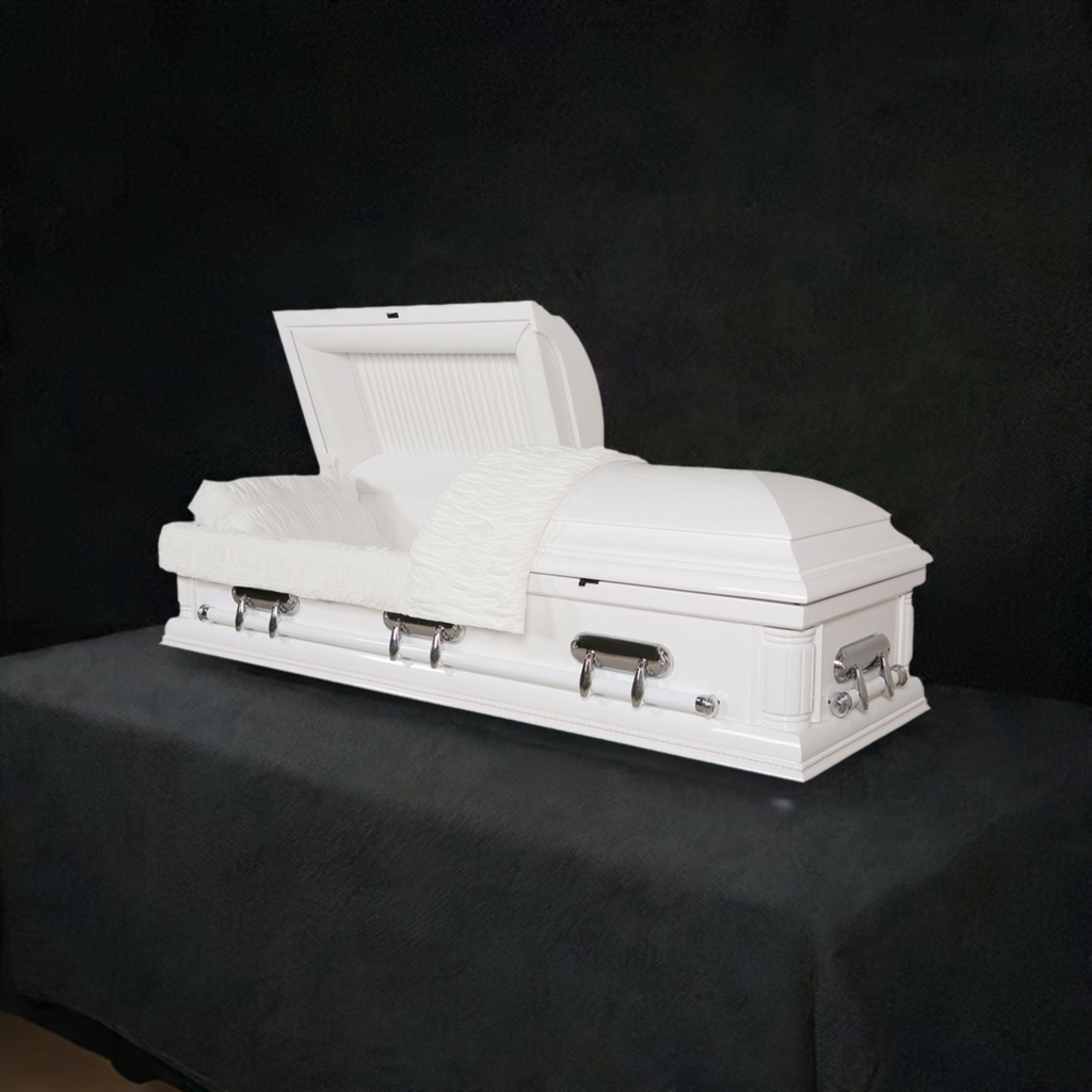 Budget friendly affordable Casket for sale - Solid Poplar - White Finish