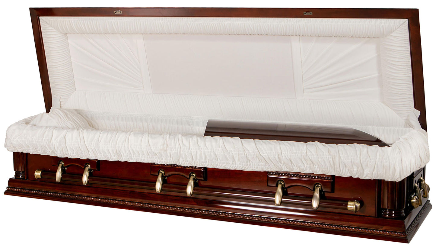 Budget friendly affordable Casket for sale - Solid Poplar - Rosewood Finish - Full Lid