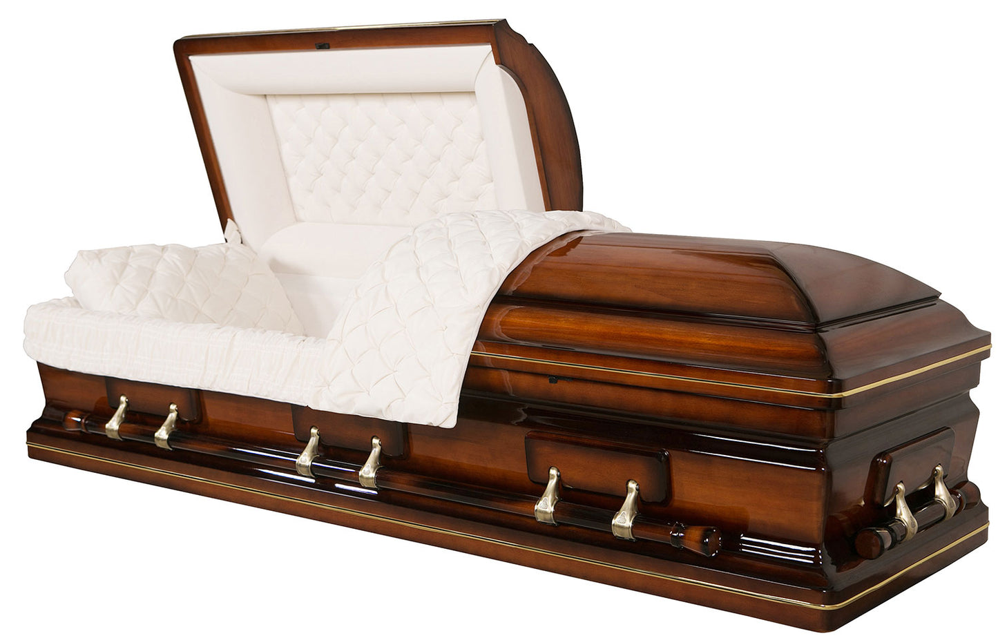 Budget friendly affordable Casket for sale - Solid Poplar Wood - Burnt Orange Finish