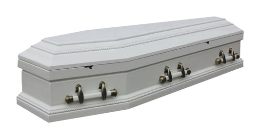 Budget friendly affordable Coffin for sale - Solid Poplar Wood - White